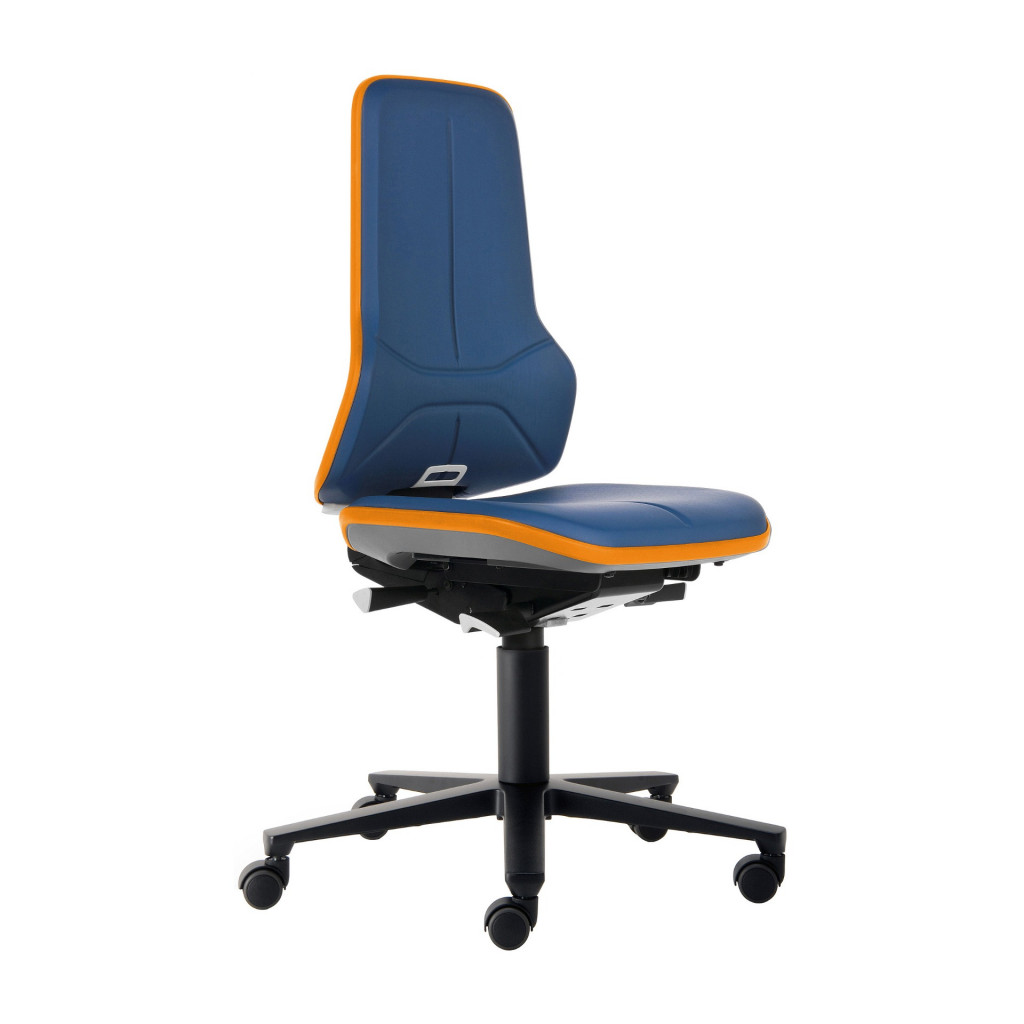 Das Produkt BIMOS Neon 2 Arbeitsstuhl, Synchrontechnik, Ergonomiepaket, Flexband Orange, Kunstleder Polsterelement Blau 9573 3279 9588 MG02 aus dem Global-dent online shop. 