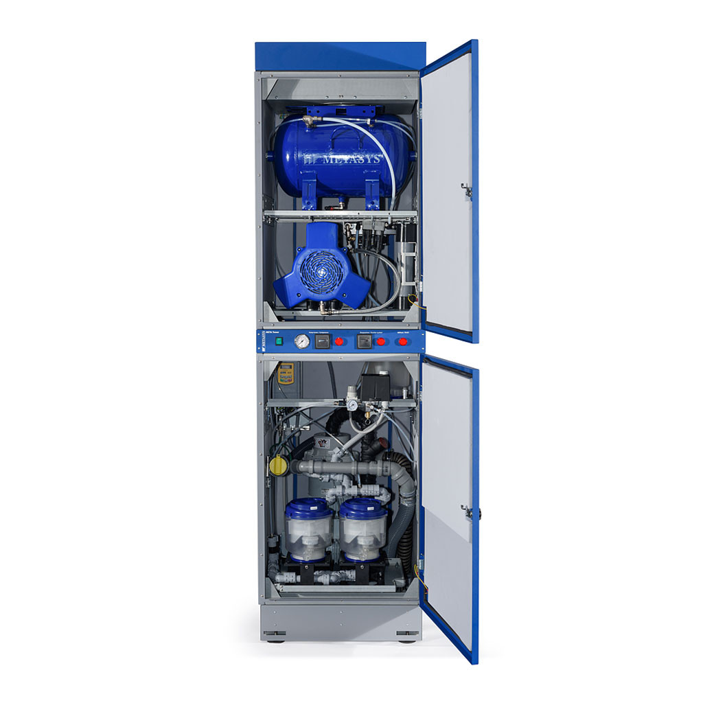 Das Produkt Metasys Meta Tower A2, Komplettanlage Kompressor, Absaugung und Amalgamabscheider, 230 Volt 07010013 aus dem Global-dent online shop. 