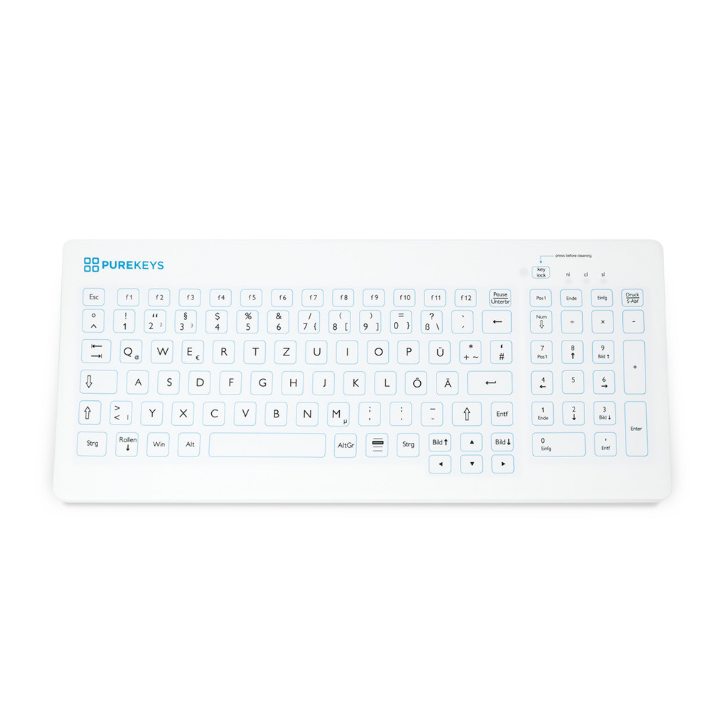 Das Produkt PUREKEYS Medizinische Tastatur Kompakt, IP 66-Weiß-Kabellos 40404900 aus dem Global-dent online shop. 