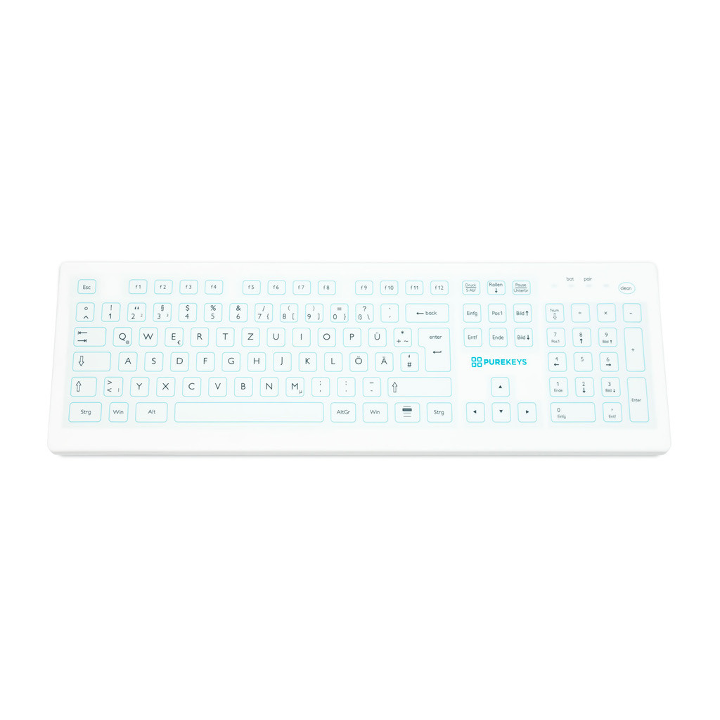 Das Produkt PUREKEYS Medizinische Tastatur Standard, kabellos, IP 66-Weiß 50004900 aus dem Global-dent online shop. 